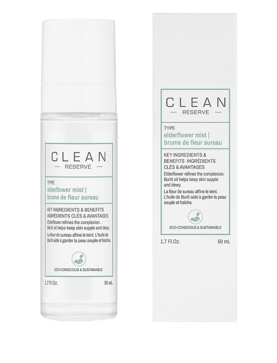 Clean, Reserve - Elderflower, Återfuktande, Dimma spray, För ansiktet, 50 ml