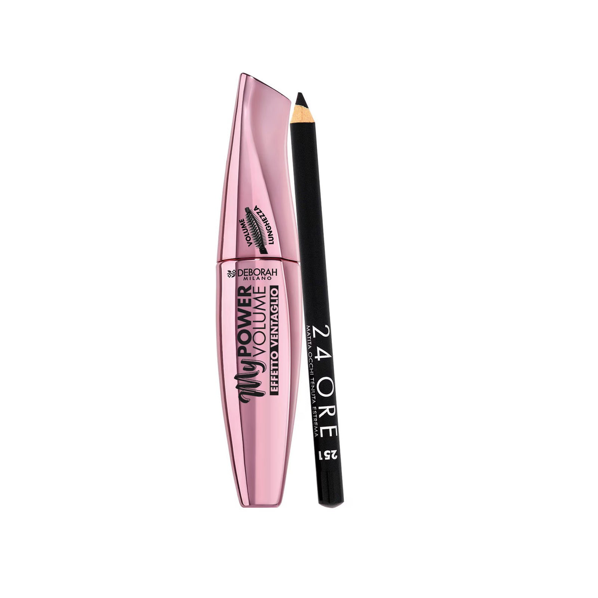 Set Deborah: 24H Extra, Gel Pencil Eyeliner, Black, 1.5 g + My Power, Waterproof, Volumizing, Mascara, Black, 14 ml