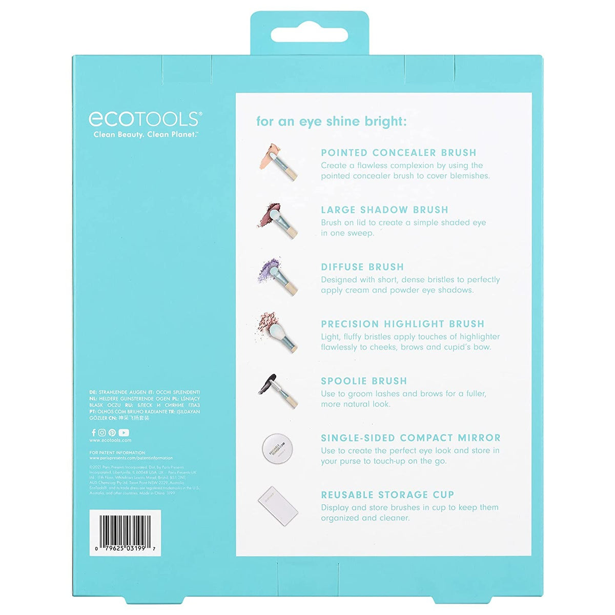 Brighter Tomorrow Set EcoTools: EcoTools, Pointed, Concealer Brush + EcoTools, Large, Eyeshadow Brush + EcoTools, Diffuse, Eyeshadow Brush + EcoTools, Precision, Highlighter Brush + EcoTools, Spoolie, Eyebrow Brush + Compact Mirror, Single-Sided + EcoT...