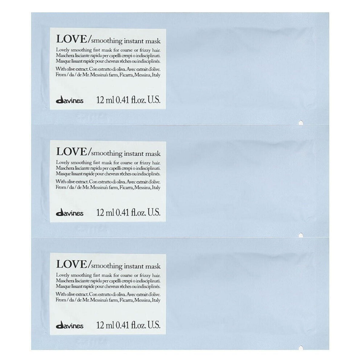 Davines, Love Smoothing, Hårbehandlingskräm mask, 12 st, 12 ml