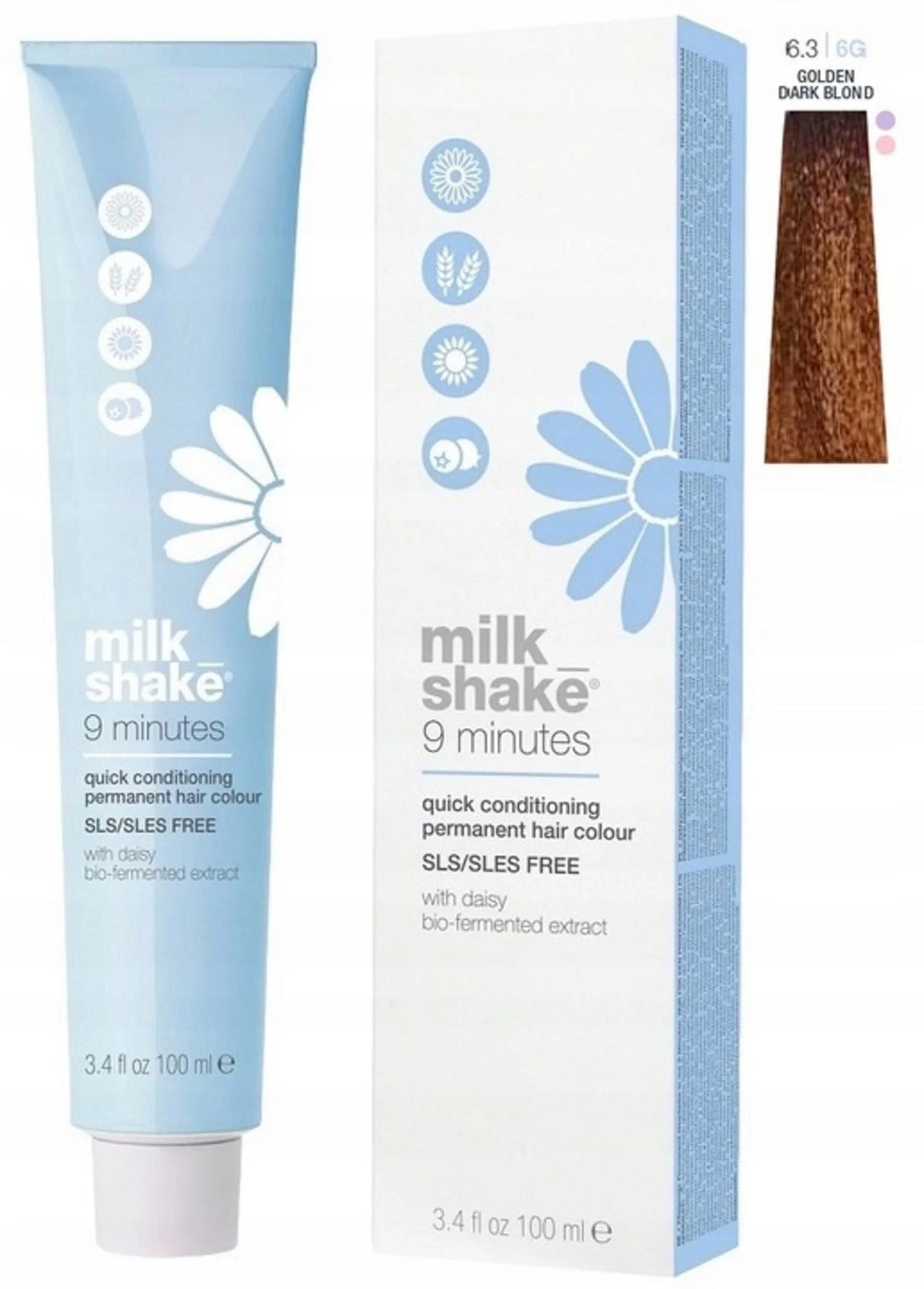 Milk Shake, 9 Minutes, Permanent hårfärg, 6.35 Dark Blonde, 100 ml