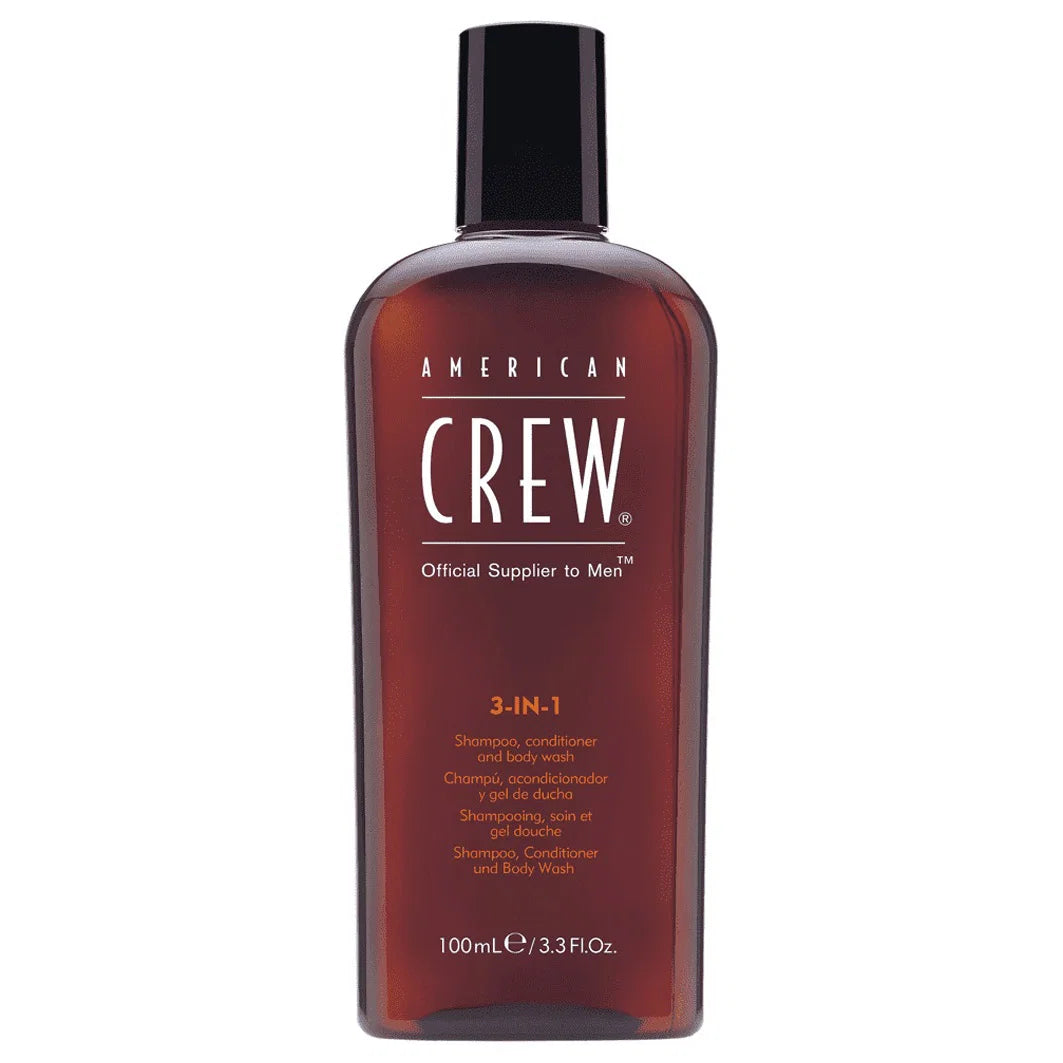 American Crew, Classic, Vegan, Hårschampo, balsam & duschgel 3-i-1, För återfuktning, 100 ml