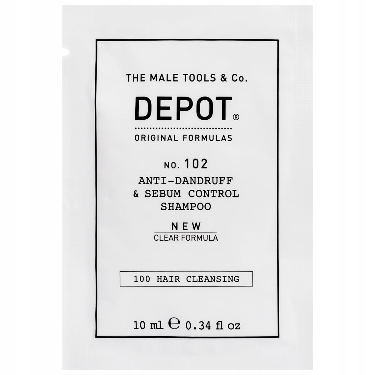 Depot, 100 Hair Cleansing No. 102 Clear Formula, Botaniskt komplex, Hårschampo, Mot mjäll & sebumkontroll, 10 ml