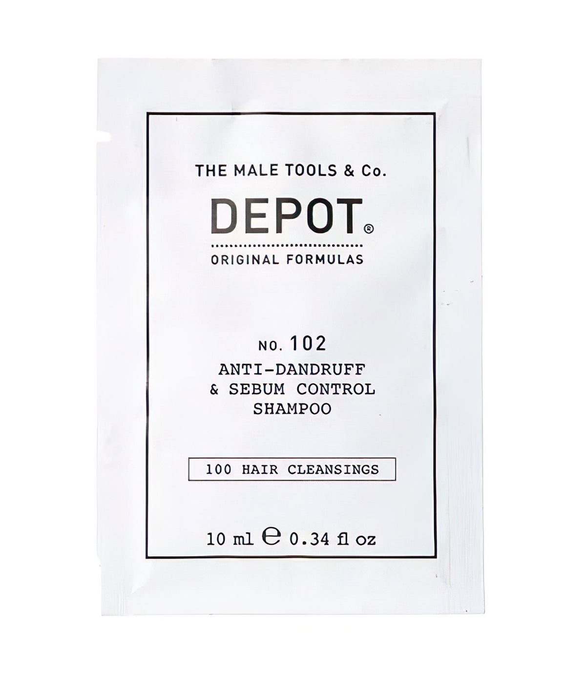 Depot, 100 Hair Cleansing No. 102, Botaniskt komplex, Hårschampo, Mot mjäll & sebumkontroll, 10 ml