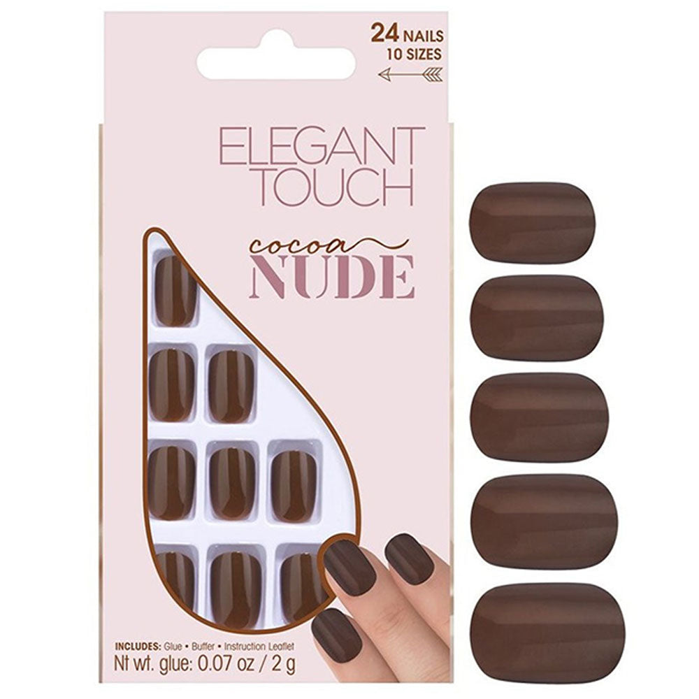 Set, Elegant Touch, Nude, Squoval, Konstgjorda naglar, Kakao, 24 st