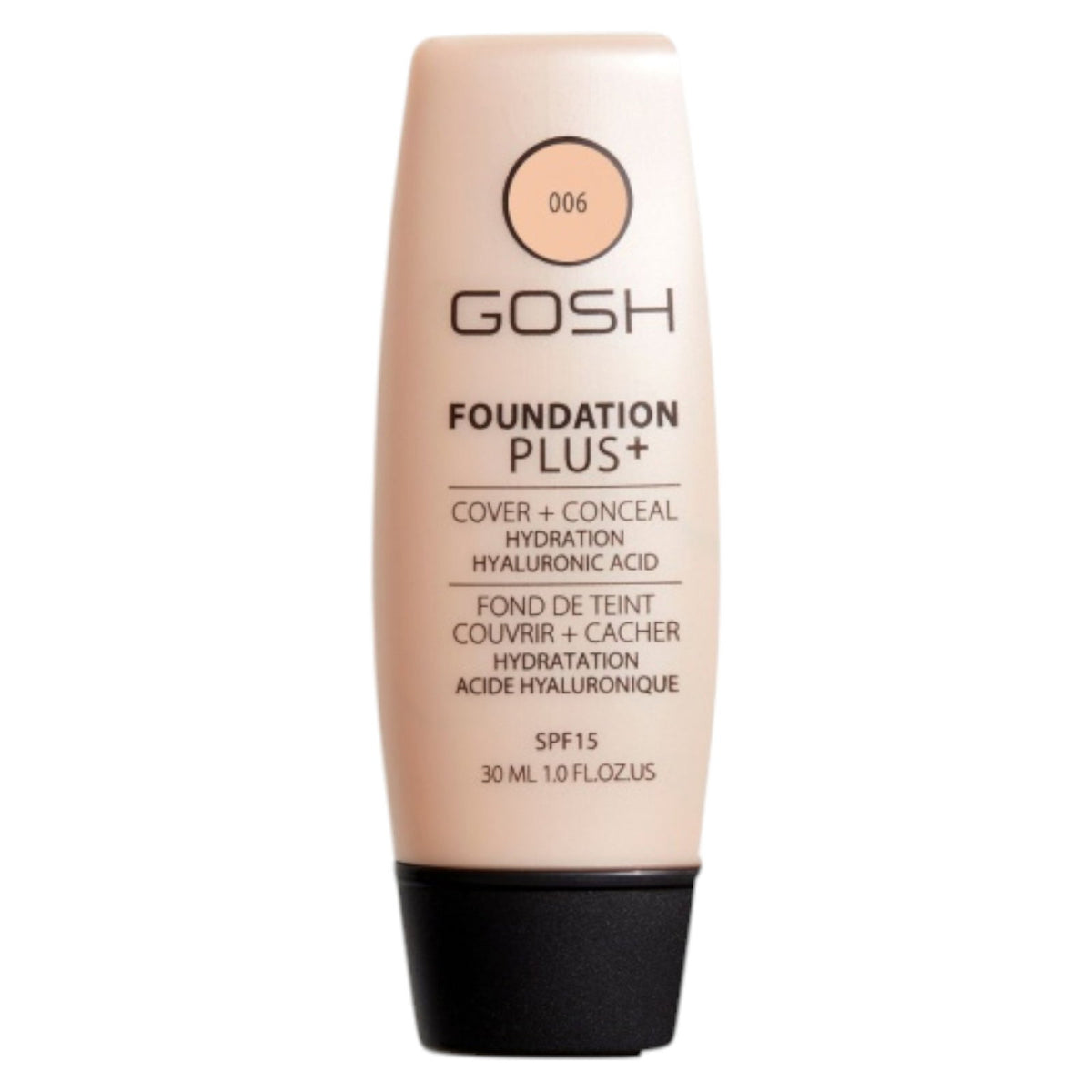Gosh, Foundation Plus+, Flytande foundation & concealer 2-i-1, 006, Honung, SPF 15, 30 ml