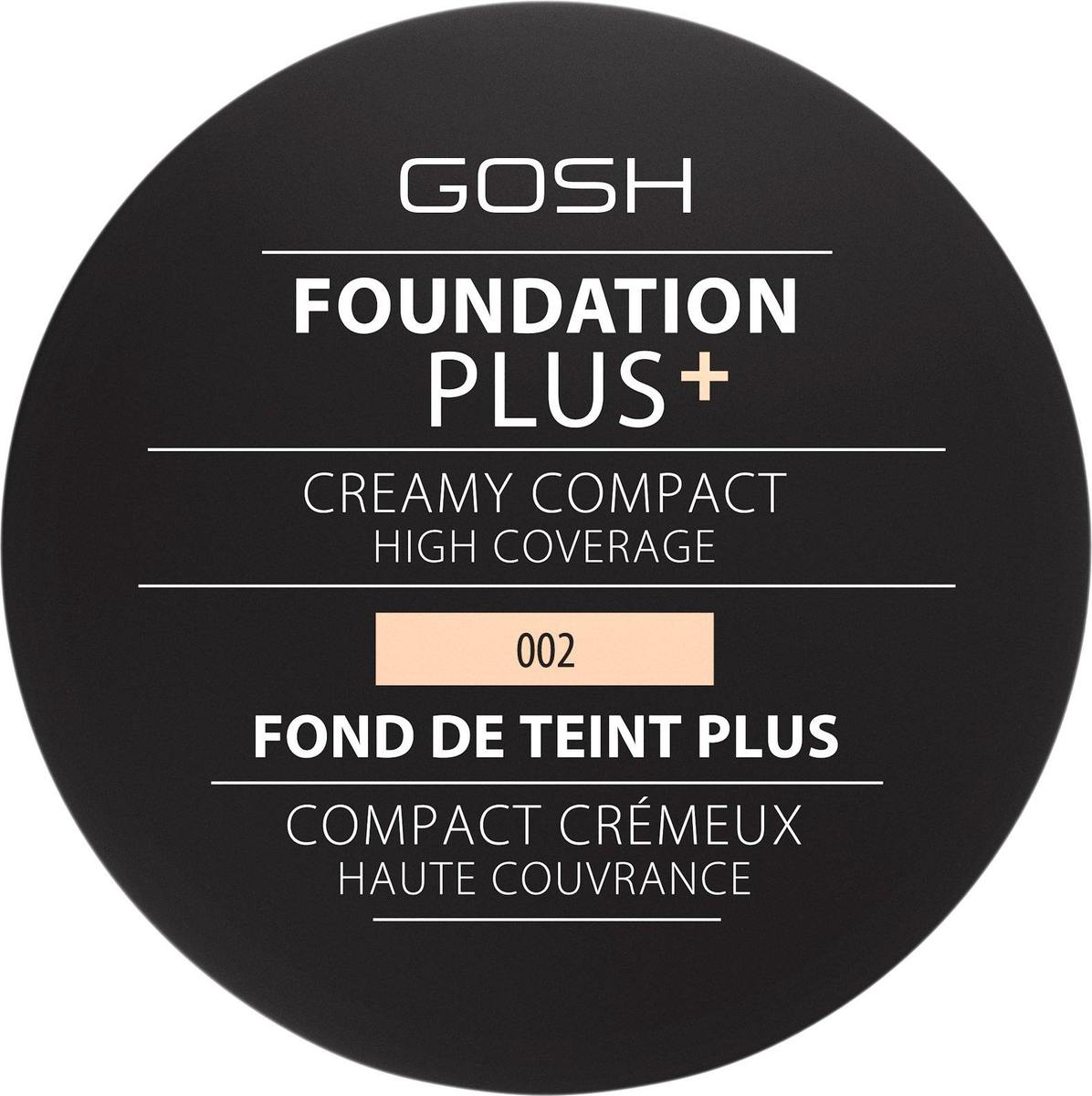 Gosh, Plus, Kompakt foundation, 002, Elfenben, 9 g