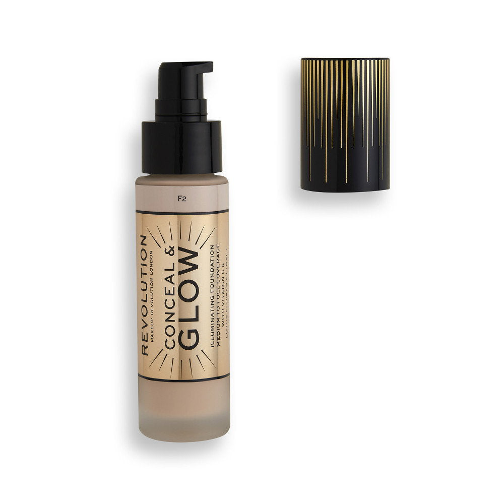 Makeup Revolution, Conceal & Glow, Belyst, Krämfoundation, F2, 23 ml