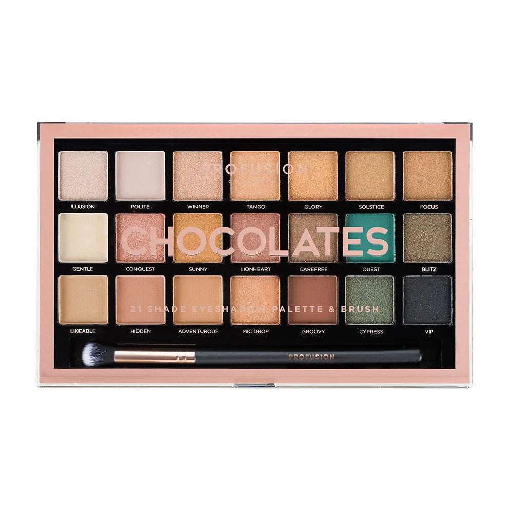 Profusion Cosmetics, Chocolates, Ögonskuggspalett, 21 Shades, 245 g