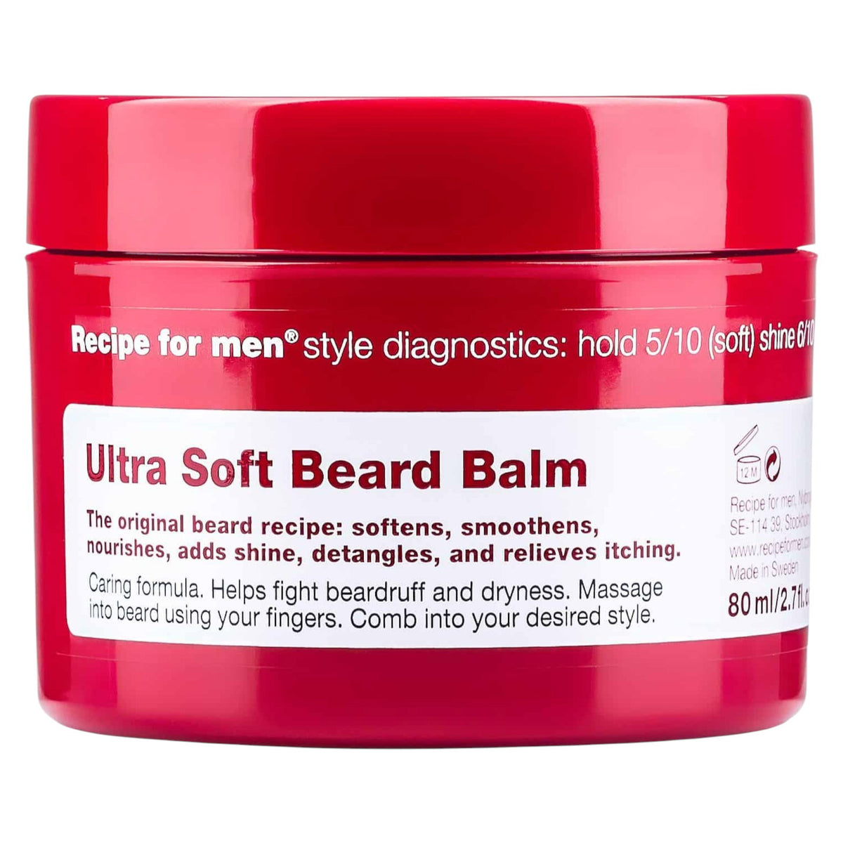 Recipe For Men, Ultra Soft Beard Balm, Skäggbalsam, Mjukgöring, 80 ml