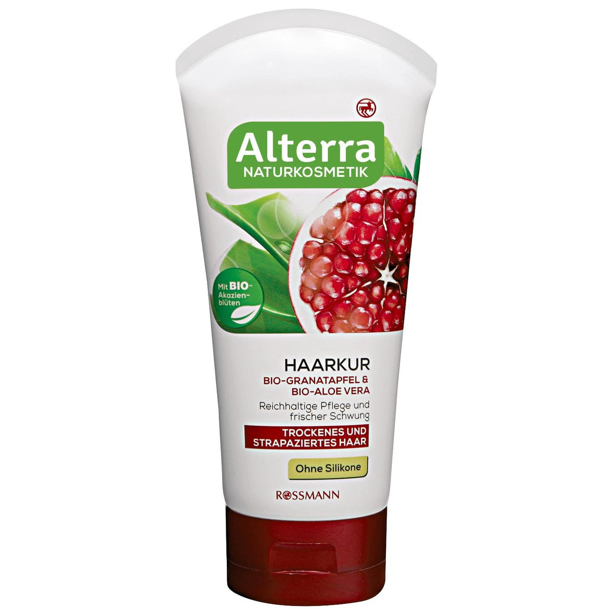 Rossmann, Alterra, Ekologiskt granatäpple och ekologisk aloe vera, Hårkräm behandling, Fuktighet, Glans, 150 ml