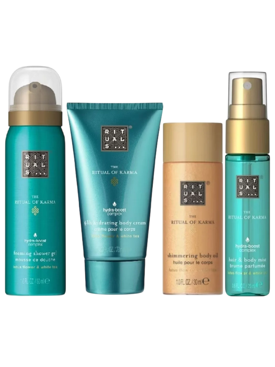 Rituals The Ritual Of Karma, Shower  50 ml + Shimmer, Body Oil, 30 ml + Hydrating, Body Cream, 70 ml + Hair Scented Mist, For Women,