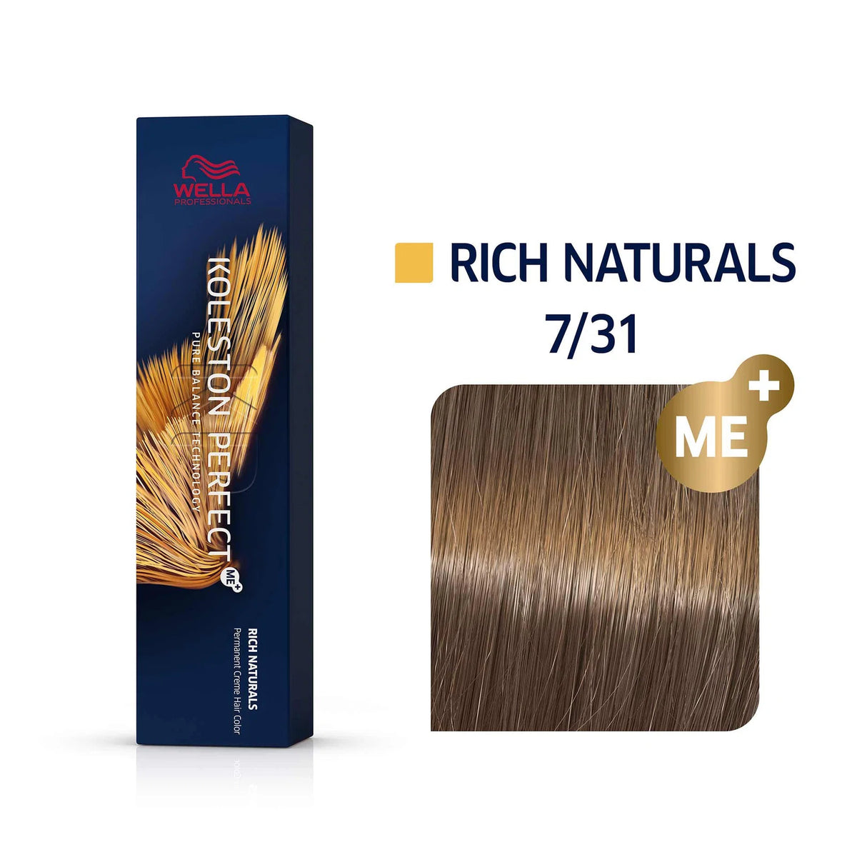 Wella Professionals, Koleston Perfect Me+, Permanent hårfärg, 7/31 Medium Blonde Gold Ash, 60 ml