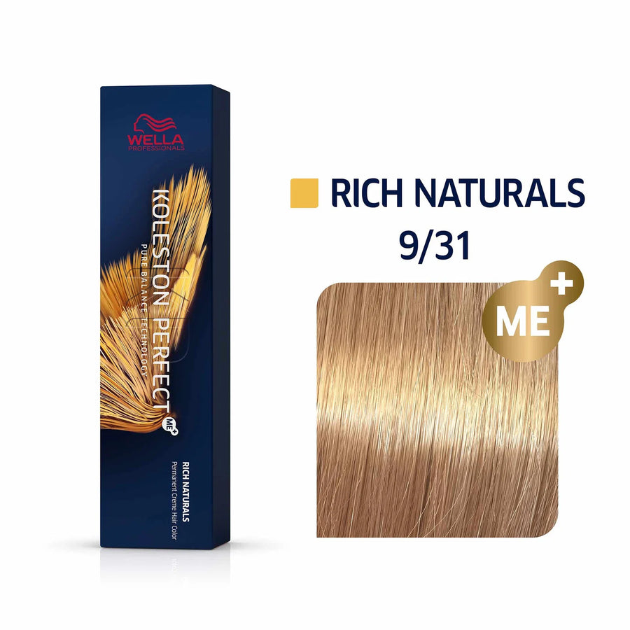 Wella Professionals, Koleston Perfect Me+, Permanent hårfärg, 9/31 Very Light Blonde Gold Ash, 60 ml